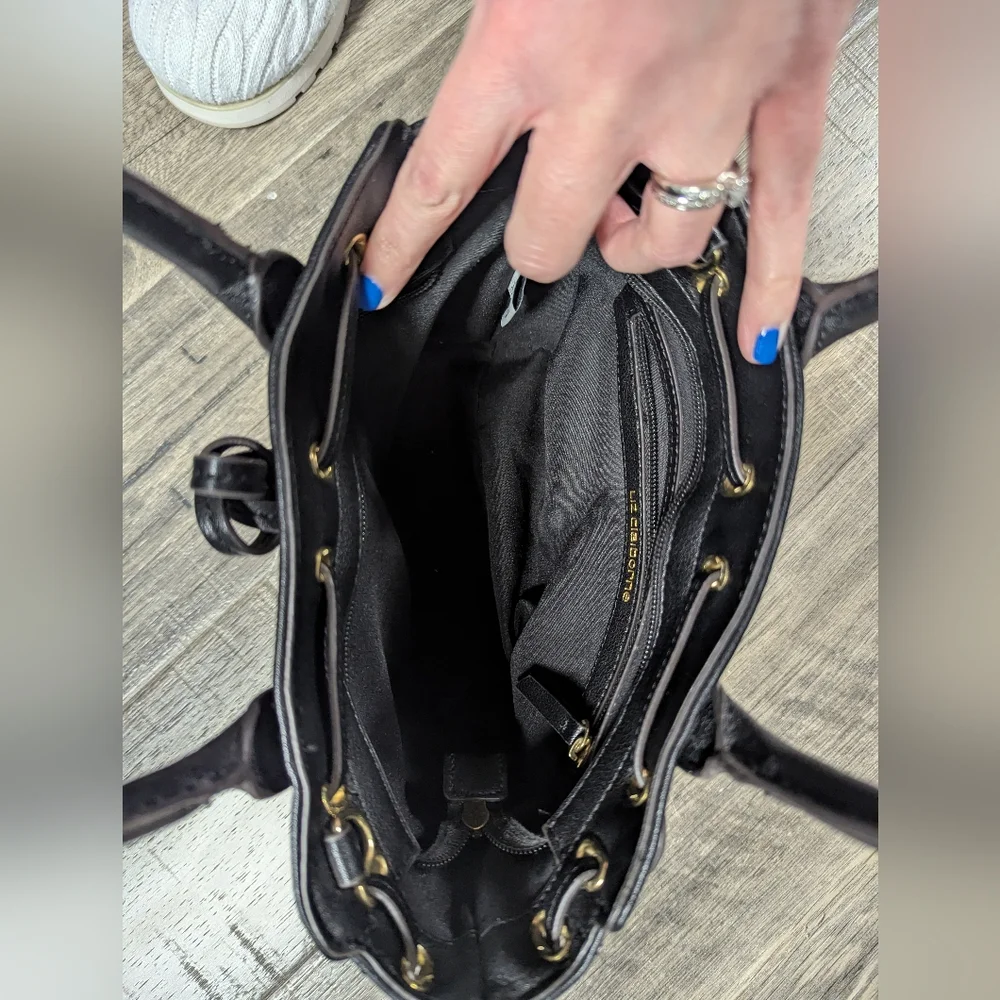Liz Claiborne Black Elephant‎ Handbag With Knotted Bow Detail